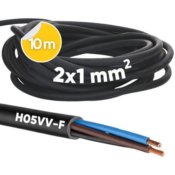 10 m Kalitec H05VV-F Hose Cable 2 x 1 mm²