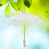 Bridal Umbrella Lace Cotton Embroidery Handmade Parasol Umbrella Wedding Supply(White