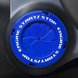 Tybasthe Tybasthe Rotary Push Start Button Cover, Car Accessories Engine Start Stop Button Cover, Car Stickers Interior Decor, Motorcycle Ignition Key Switch Cover, Blue