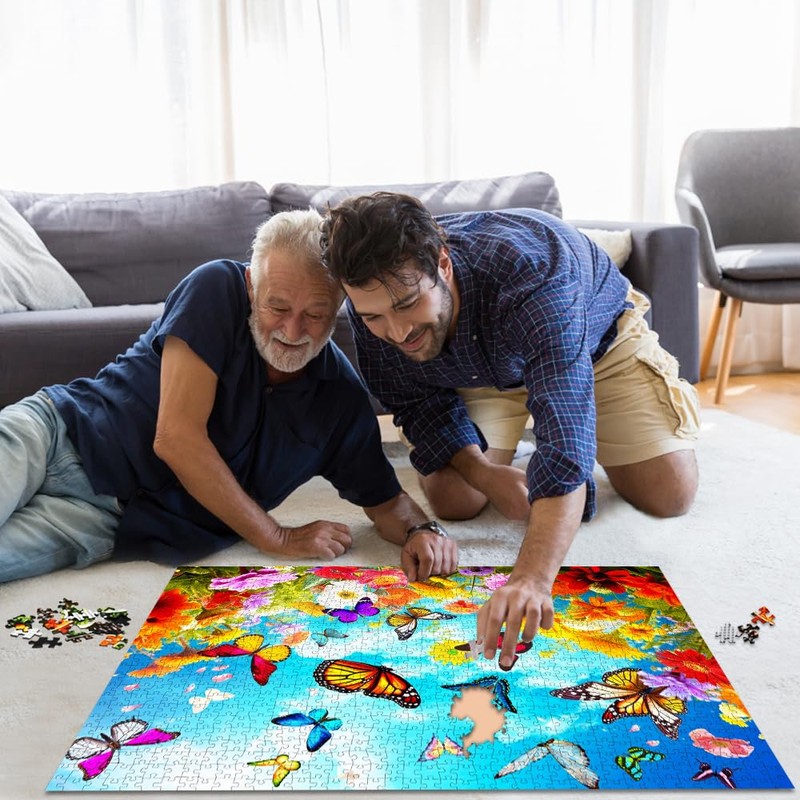 Puzzle 1000 Pieces Adult Puzzle Colourful Tile Game Flowers and