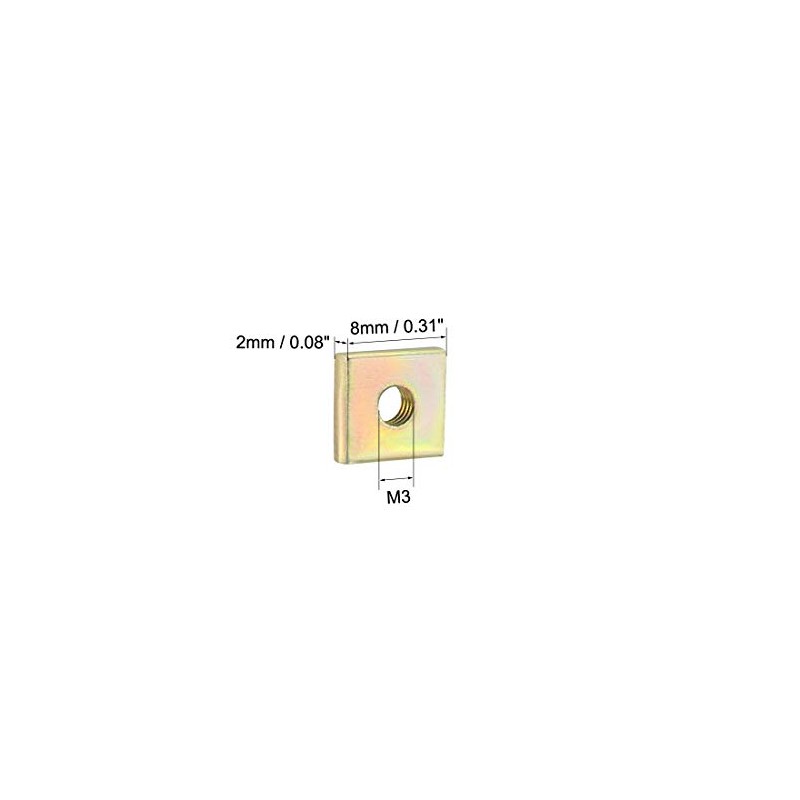 sourcing map 50 Pieces Square Nuts M3 x 8 mm