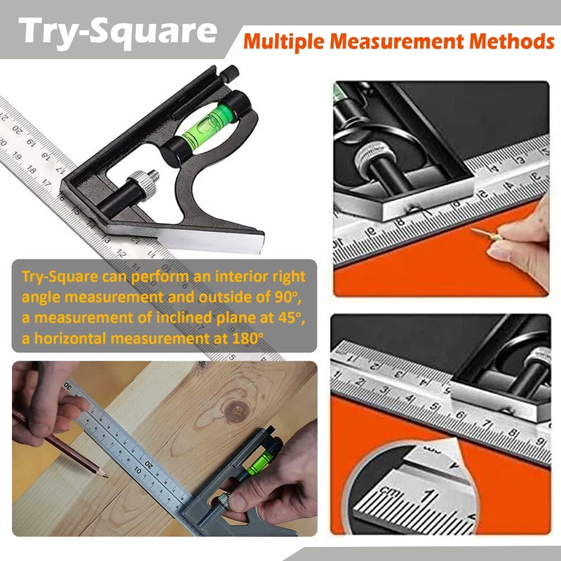 Combination Square – Engineers Set Square, Stainless Steel Angle Ruler