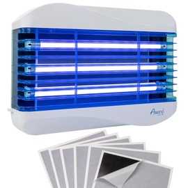 Awoco LED 15W 100V-240V Wall Mount Sticky Fly Trap Lamp with 3 LED UV Lights for Capturing Flies, Mosquitoes, Moths and Flying Insects (Fly Trap + 6 Glue Boards)…