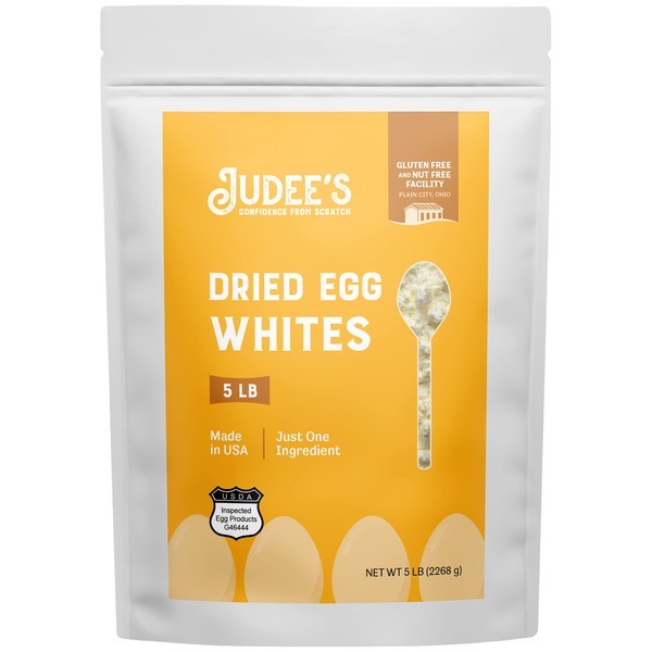 Judee’s Dried Egg White Protein Powder 5 lb - Pasteurized, USDA Certified, 100% Non-GMO, Gluten-Free and Nut-Free - Just One Ingredient - Made in USA - Use in Baking - Make Whipped Egg Whites