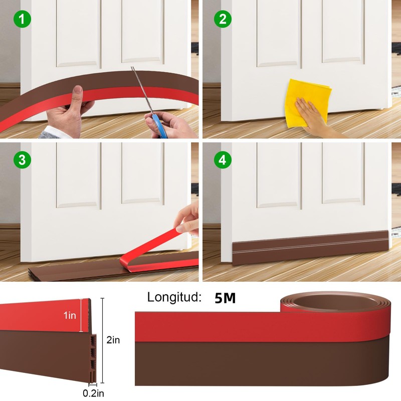 Guardapolvo para Puerta,5M Cubre Polvo para Puerta de 3 Capas,Burlete
