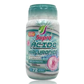 Ácido Hialurónico 72 capsulas de 500 miligramos Supra | Colágeno Hidrolizado | Vitamina E | Adultos | Hombres y Mujeres | Suplemento Alimenticio