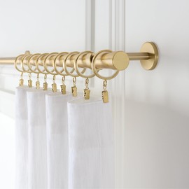 MODE Cambria® Designer Series - Premium 3.5 foot Custom Curtain Rod - 1-1/8 inch Large Diameter - Non-Adjustable for a Seamless Look - Premium Designer Brackets and End Caps - Brushed Gold Finish