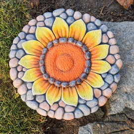 Sunflower Stepping Stones Outdoor Garden - Garden Stepping Stones Pavers for Outside Walkway Garden Stones Garden Stepping Stones Outdoor Decorative Stone for Garden 9.5*9.5*0.7 Inch LC Lcdecohome