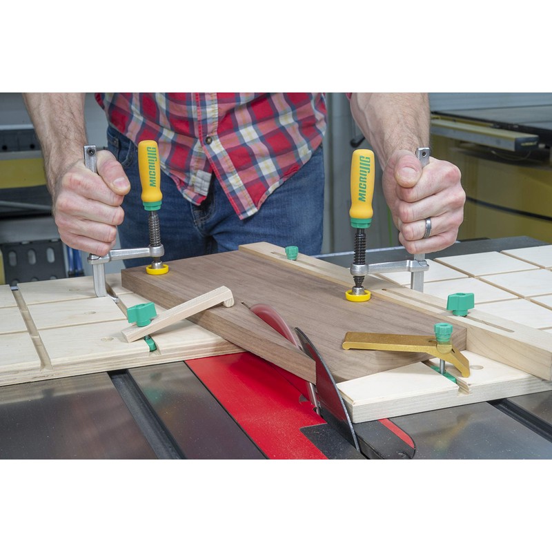 MICROJIG Matchfit DVC-1177K2 Dovetail Clamp Pro, Green/Yellow/Silver