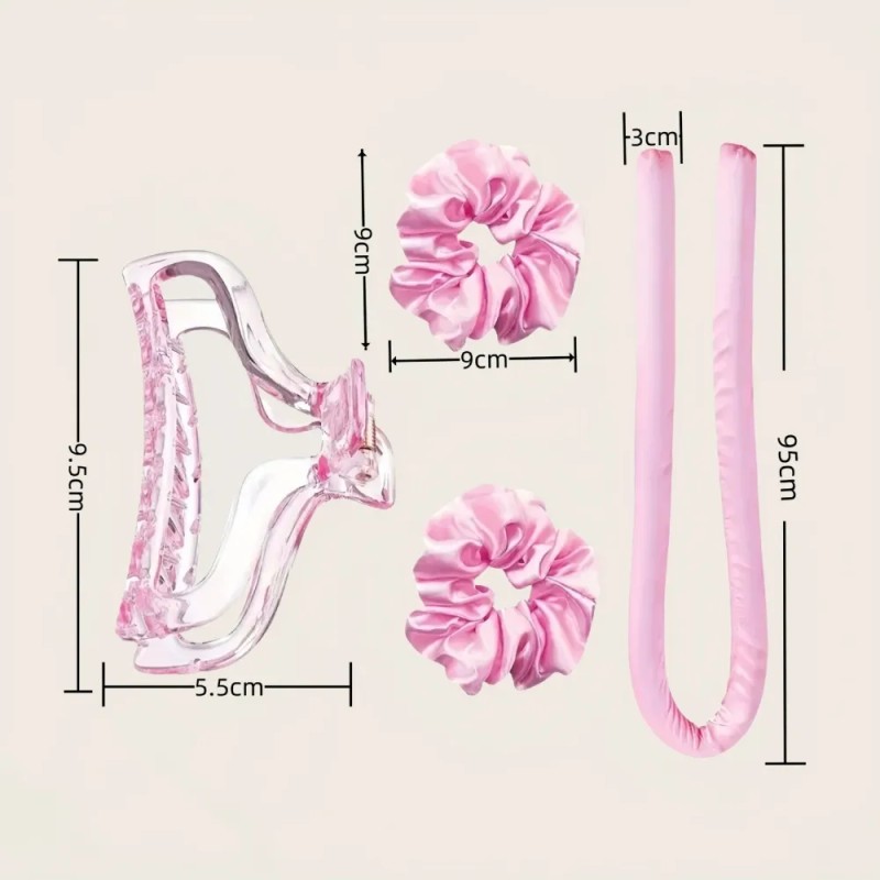 Set De Gorros De Dormir De Seda Satinada Con Rizador