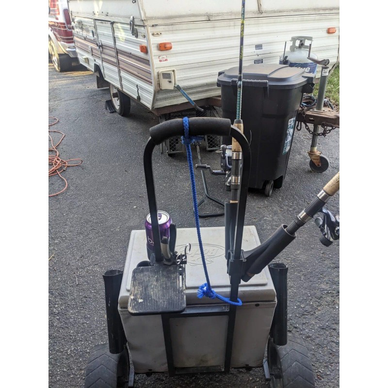 BERKLEY SPORTSMAN’S PRO FISHING CART MODS cutting board, rod holders,