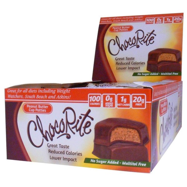 ChocoRite - Diet Peanut Butter Cup Patties - 16/Box - High Fiber - Low Calorie - No Sugar Added