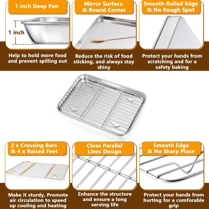 P&P CHEF 10.4 + 9 Inch Toaster Oven Pans with