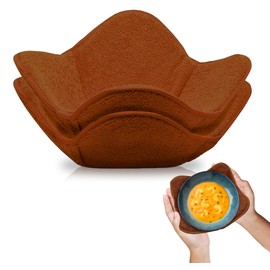 ULVEOL Set of 2 Microwave Bowl Cloth Hot Pads with Brown Color - Multipurpose Heat Resistant Plate Holders 7"x4" Inches - Pot Holder Microwavable Bowl Cozies for Food - Ramen Soup or Bowl Cozy