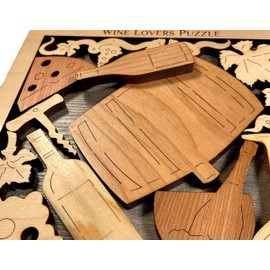 Wine Lovers Puzzle - Artistic and Challenging Wood Brain Teaser Puzzle