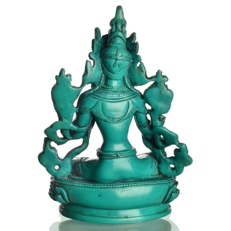 BUDDHAFIGUREN Tibetan Bodhisattva Buddha Decoration/Billy Held Green Tara, Turquoise Resin