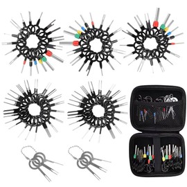 JONMON Terminal Removal Tool Kit, 100 Pcs Electrical Wire Connector Pin Release Key Ejector Extractor Puller Depinning Repair Set with Protective Bag for Automotive, Car