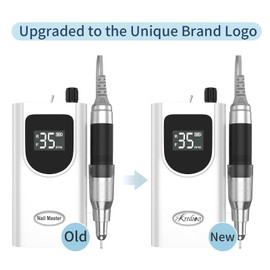 35000RPM Professional Nail Drill Machine, Kredioo Pro Electric Drill for Acrylic Nails Rechargeable Portable with 6 Bits, Sanding Bands, Cordless Efile for Gels Manicure Salon-White