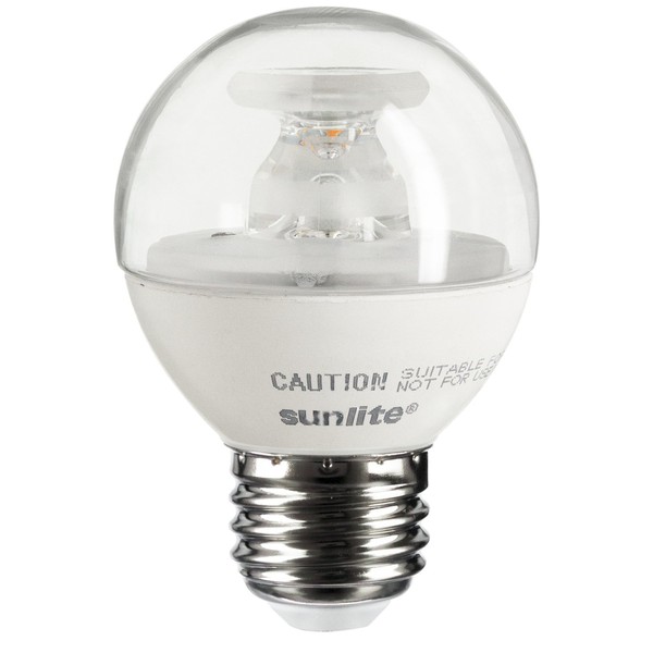 Sunlite G16/5W/E26/D/CL/E/27K LED 40W Equivalent G16 Globe Light Bulb with 2700K Medium (E26) Base Clear Dimmable, Warm White