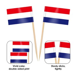 AhfuLife Pack of 100/200 Cocktail Stick Flags, Toothpick Flag for Sandwich Food Cupcake Toppers Cocktail Fruit Tableware Party Supplies Pub Decor (Pack of 100, Netherlands Toothpick Flag)