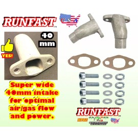 RUNFAST Aluminum Intake Manifold Pipe 40mm-2 Stroke Engine Motorized Bicycle Motors