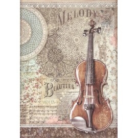 Stamperia Rice Paper-Passion Violin, Pastel Tones, A4