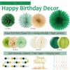 Sage-Green Gold Birthday Decoration,Happy Banner,Olive Retro Paper Lanterns Neutral Tissue