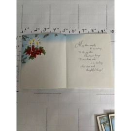 Vintage Aunt Auntie Christmas Card With Envelope Candle Poinsettia