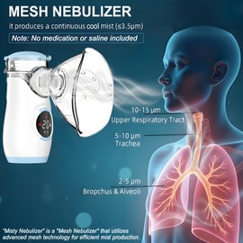 Misty Nebulizer, Portable Nebulizer with Intuitive LED Interface and Auto-Cleaning, Handheld Nebulizer for Adults Kids
