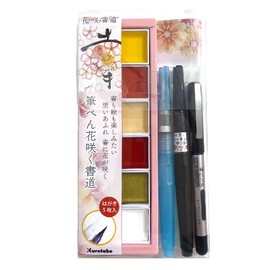 Kuretake FHS191-1 Brush Pen Blooming Calligraphy Watercolor Kit, Yuki-no-Sho
