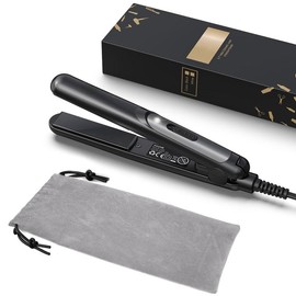 Wavytalk Mini Flat Iron 0.7 Inch Ceramic Mini Hair Straightener, Small Flat Irons for Short Hair, Curls Bangs, Dual Voltage for Travel - Style: Pink