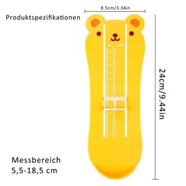 Diffaxy Foot Gauge for Kids, Shoe Size Meter Children, Foot Gauge with Double Scale, Size Range 5.5-18.5 cm, Children's Feet Accurately Measure