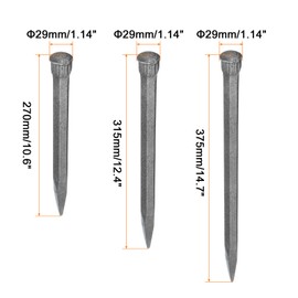 HARFINGTON 1set Masonry Chisel for Rock 10.2/12.2/14.2Inch Pointed Head High Carbon Steel Rock Concrete Mortar Stone Chisel Brick Chisel for Stone Brick Breaking Carving Demolishing Splitting