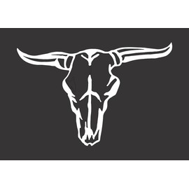 Barking Sand Designs Bull Skull Head - Die Cut Vinyl Window Decal/Sticker for Car/Truck 6"x4"