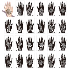 ElevaPulse Henna Tattoo Stencils Set with 24 Sheets for Hand & Body - Indian Arabic Designs, Reusable Templates for Women and Girls