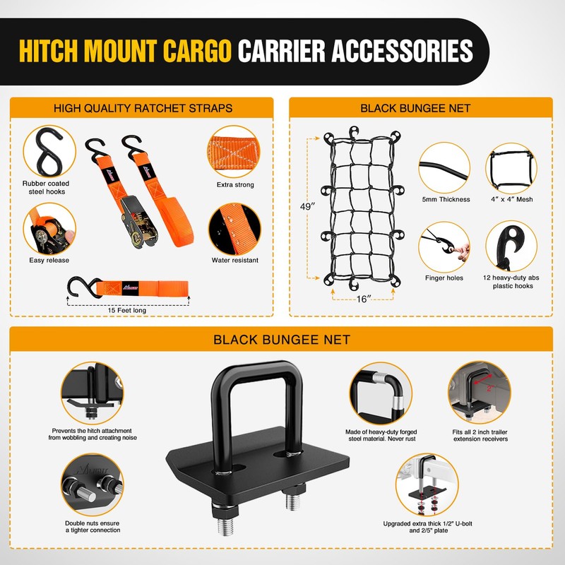 Nilight 53" X 19" X 4" Hitch Cargo Carrier Fits