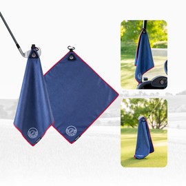 Stripebird - Magnetic Golf Towel (Blue) - Microfiber Golf Towel with Built-in Ultra-Strong Neodymium Magnetic Towel - 18" x 18" Golf Bag Towel
