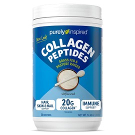 Purely Inspired Collagen Protein Powder, Grass Fed & Pasture Raised Collagen Peptides Supplement, Gluten Free, Dairy Free, Non GMO, Unflavored, 23 Servings (1lbs)