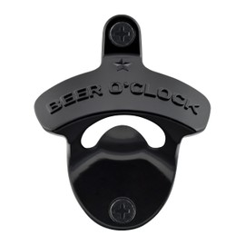 Jumiok Black Bottle Opener Wall Mount Beer Cap Opener BEER O'CLOCK Soda Bottle Top Opener Cooler Mounted