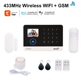 Splenssy 433MHz Wireless WiFi + GSM Auto-Dial Alarm Security System LCD Display Door Sensor PIR Motion Sensor Smart Home Burglar Security Alarm System