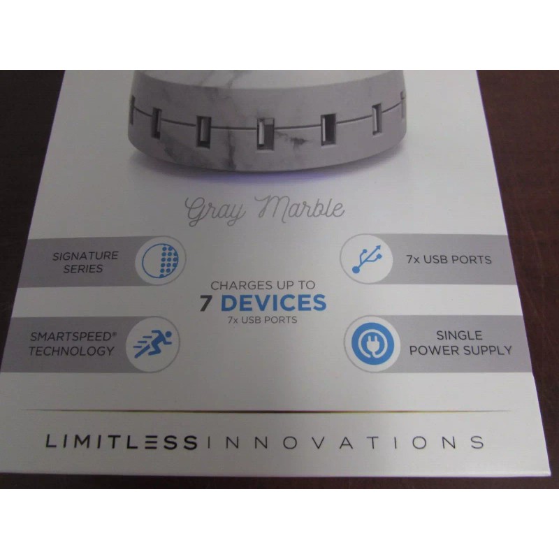 Limitless Innovations SEALED CHARGE HUB X7 GRAY MARBLE (33A)