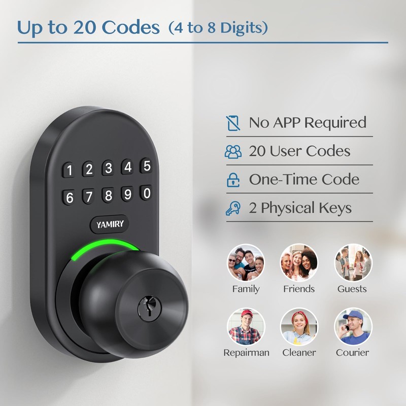 Keypad Smart Door Knob Lock, Yamiry Keyless Entry Digital Lock