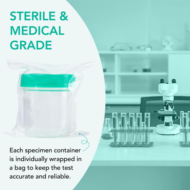 Specimen Collection Cups with Tight Screw Lids, 2 Pack Leak-Proof
