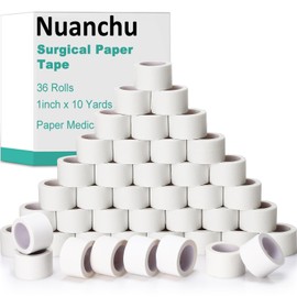 36 Rolls Paper Surgical Tape 1 Inch x 10 Yards Medical Tape Suitable for Sensitive Skin Breathable First Aid Tape Adhesive Surgical Ideal for Securing Gauze and Dressings Bandage Tape