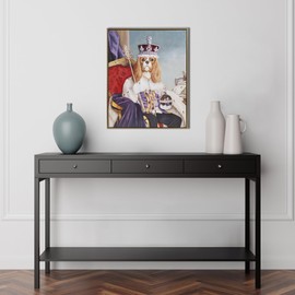 Madison Park Pet Wall Art, Funny Animal Canvas Wall Decor for Bedroom, Printed And Stretched, Framed, Ready To Hang, Classic Parody, Study, Living Room Décor - King Charles Spaniel III Pet Portrait