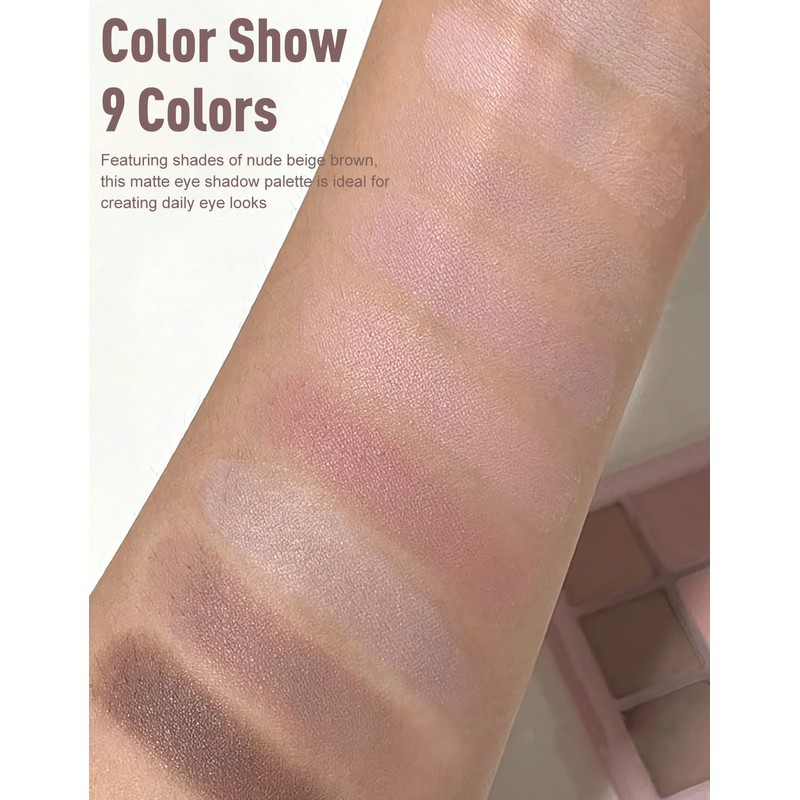 Wugbc 9 Colors Nude Eyeshadow Palette, Matte Beige Light Brown