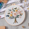Huacan Embroidery Kits Flower for Adults Beginner 4 Pcs DIY