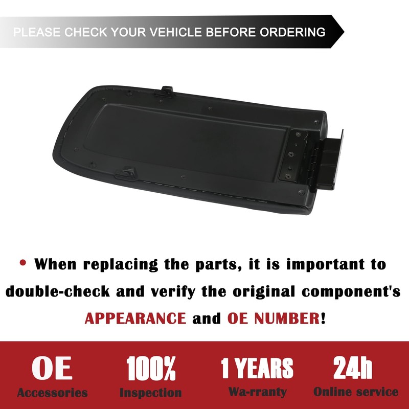 TQPONLY Upgrade Black Center Console Lid with Hinge,Compatible with Ford