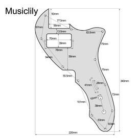 Musiclily Pro 11 Holes Single H Guitar Pickguard Pickguard for USA Fender 69 Tele Thinline Style Electric Guitar, 4-Ply Black Pearl