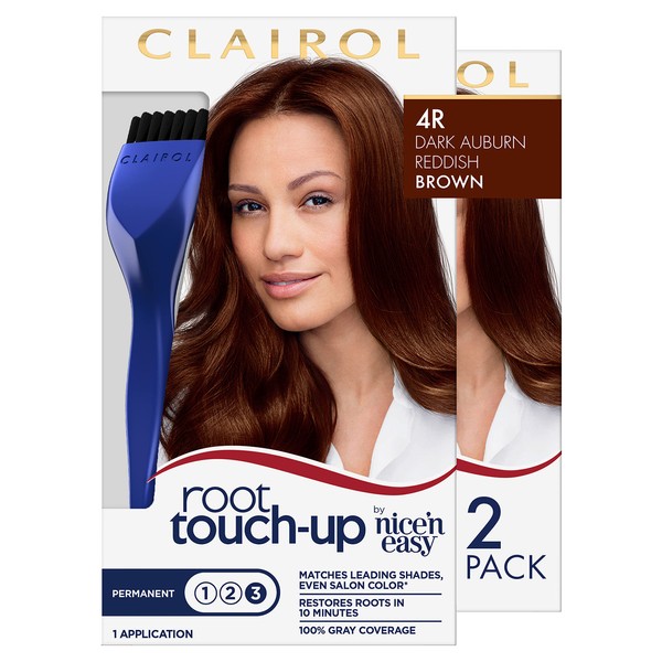 Clairol Root Touch-Up by Nice'n Easy Permanent Hair Dye, 4R Dark Auburn/Reddish Brown Hair Color, Pack of 2